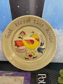 red ware sgraffito plate